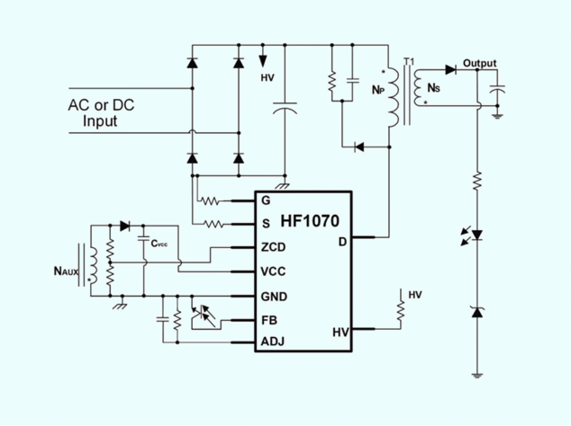 MPS HF1070：1700V SiC 反激节造器破解高压辅电设计难题 附典型利用电路图